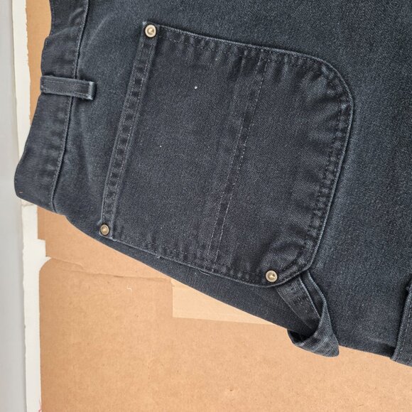 Vintage Carhartt Men's B136-BLK Black Double Knee Canvas Pants Men’s40 x30 Faded - Picture 9 of 14